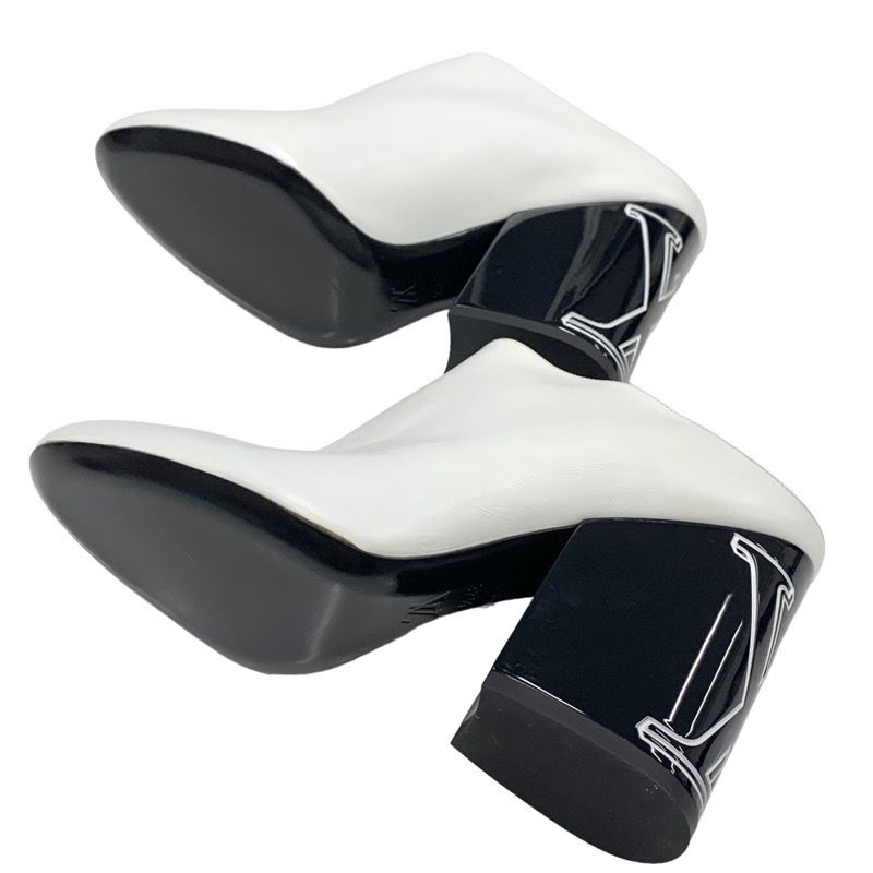 Louis Vuitton Sandals Shoes Leather White Black Mules LV Logo Heels