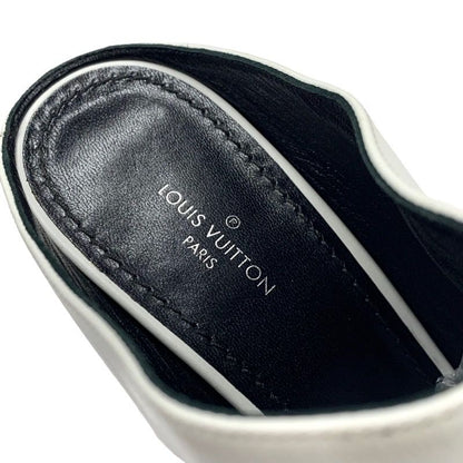 Louis Vuitton Sandals Shoes Leather White Black Mules LV Logo Heels