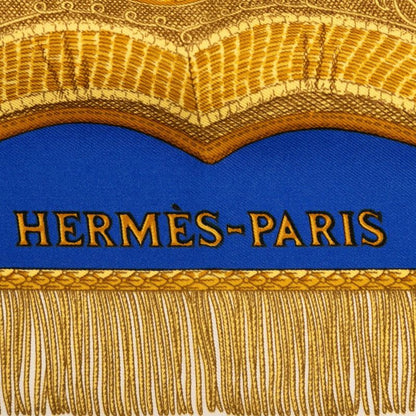 Hermes Carre 90 Poste Et Cavalerie Saber Decorative Bag White Blue Multicolor