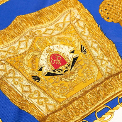 Hermes Carre 90 Poste Et Cavalerie Saber Decorative Bag White Blue Multicolor