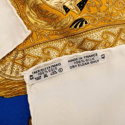 Hermes Carre 90 Poste Et Cavalerie Saber Decorative Bag White Blue Multicolor