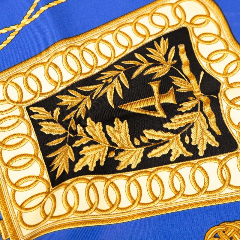 Hermes Carre 90 Poste Et Cavalerie Saber Decorative Bag White Blue Multicolor