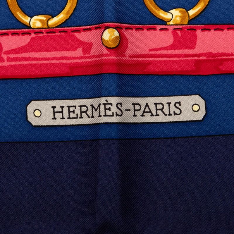 Hermes Carre 90 aux Champs To The Field Navy Multicolor Silk Ladies