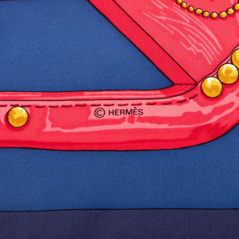 Hermes Carre 90 aux Champs To The Field Navy Multicolor Silk Ladies