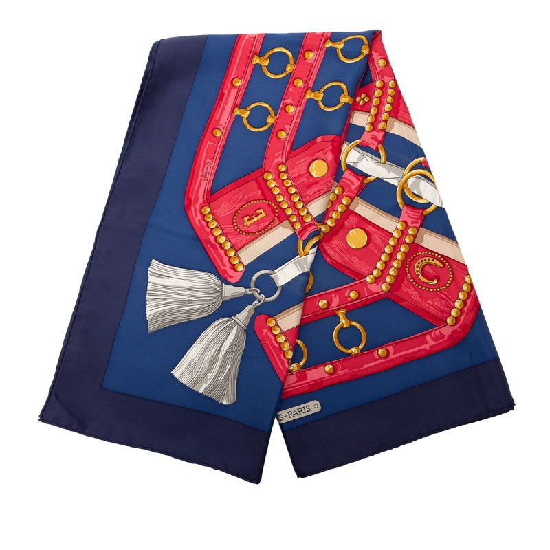 Hermes Carre 90 aux Champs To The Field Navy Multicolor Silk Ladies