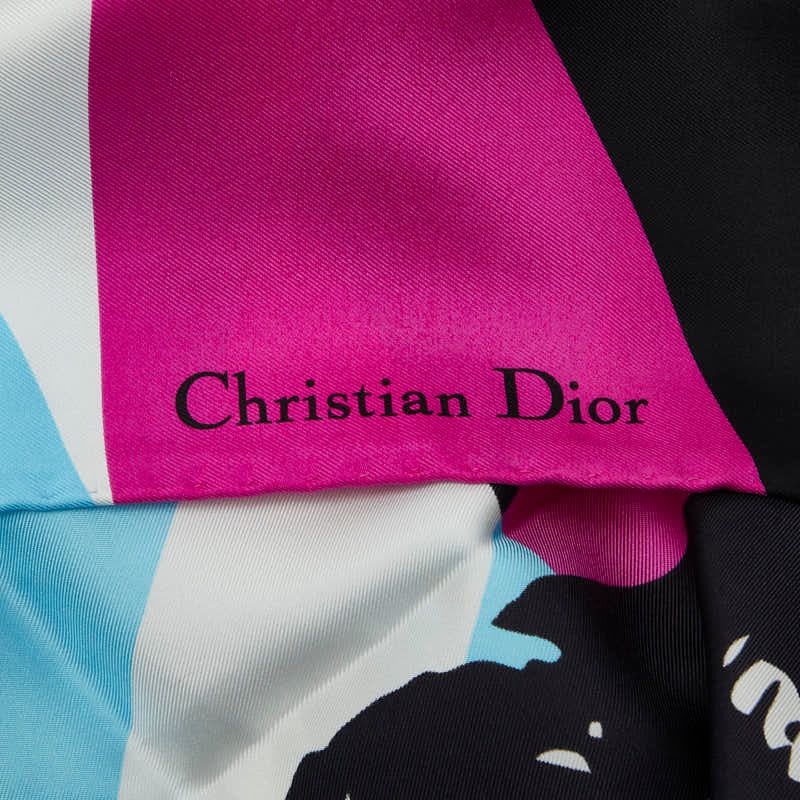 Dior Zebra Print Light Blue Purple Silk Ladies