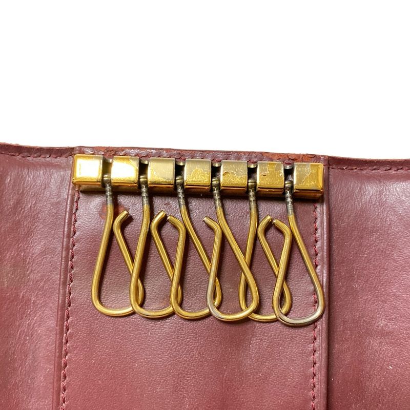 Cartier Key Case Mastline Bordeaux X Gold 6 Hooks Leather