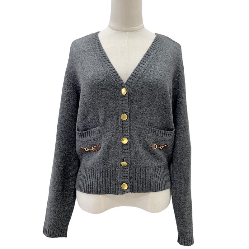 Gucci Cardigan With Horsebit Cashmere Gray