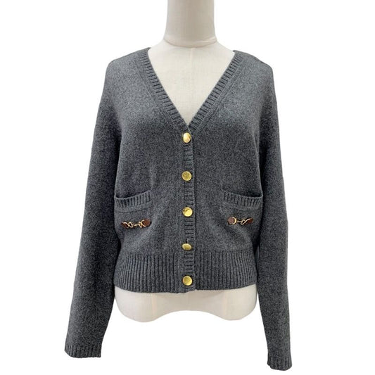 Gucci Cardigan With Horsebit Cashmere Gray