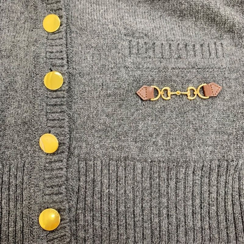Gucci Cardigan With Horsebit Cashmere Gray