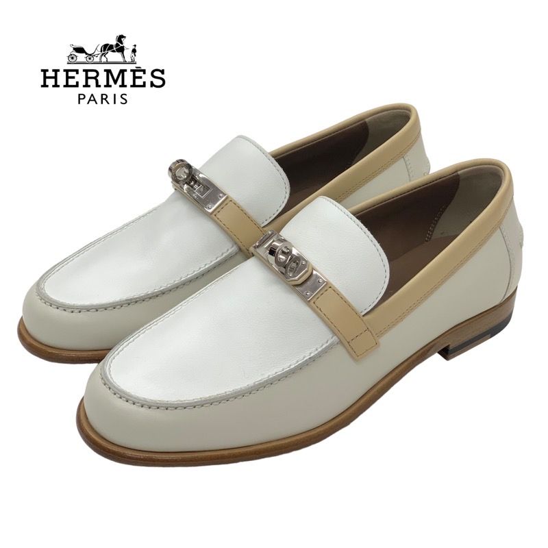 Unused Hermes D'estaing Loafers Leather Shoes Moccasins Flat Shoes Kelly
