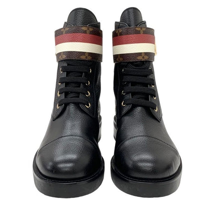 Louis Vuitton LV Wonderland Line Monogram Ankle Boots Lace-up Belt Leather Black
