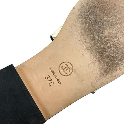 Chanel Sandals Shoes Lambskin White Black White Coco Mark Quilted Mules