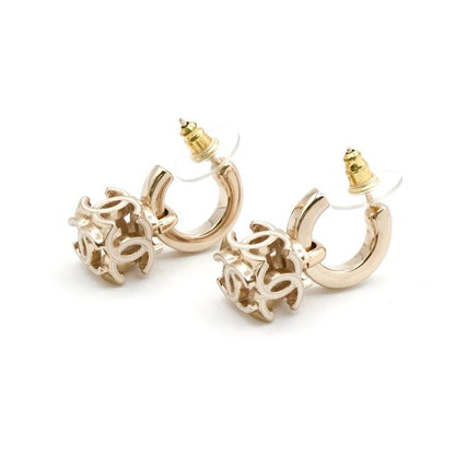 Chanel Earrings Chien Pangold White Cocomark Cube