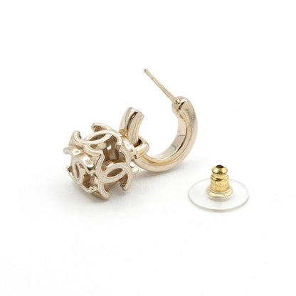 Chanel Earrings Chien Pangold White Cocomark Cube