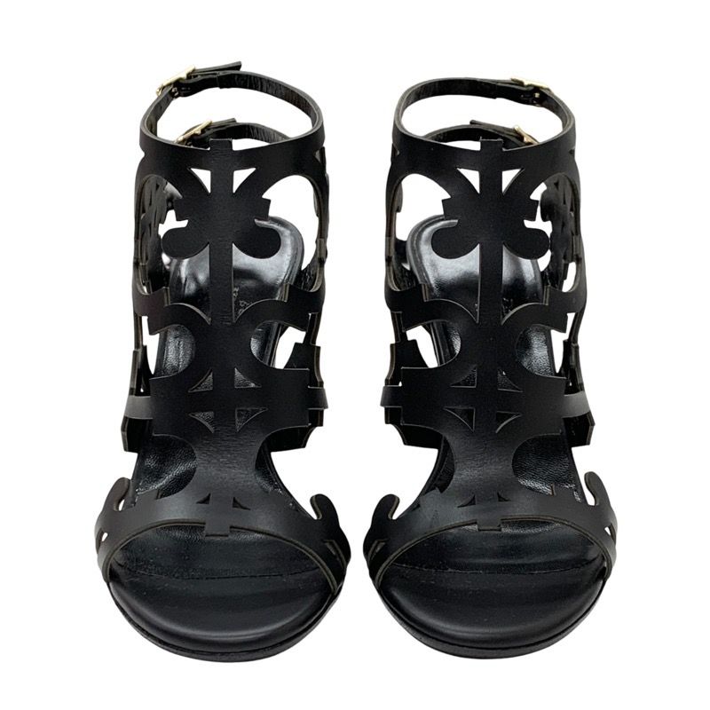 Unused Hermes Sandals Guadalquivir Pattern Leather Black