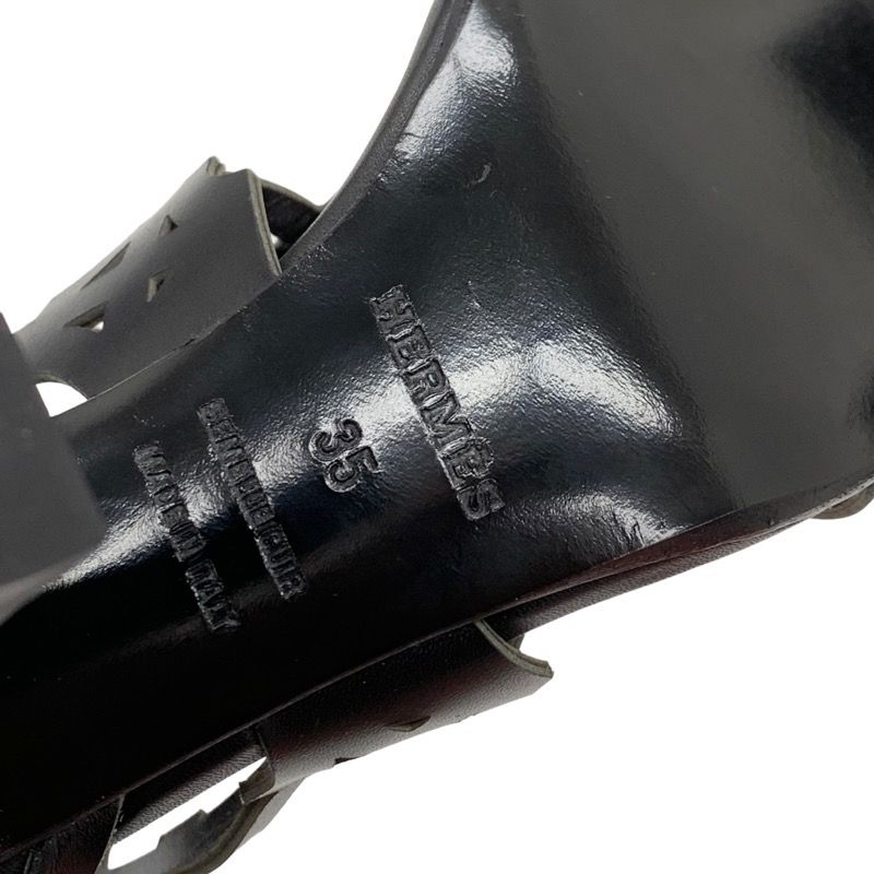 Unused Hermes Sandals Guadalquivir Pattern Leather Black