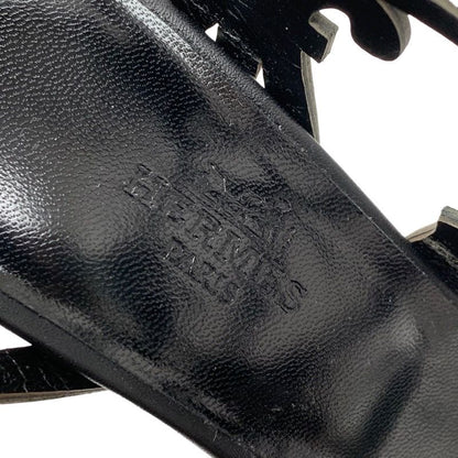 Unused Hermes Sandals Guadalquivir Pattern Leather Black