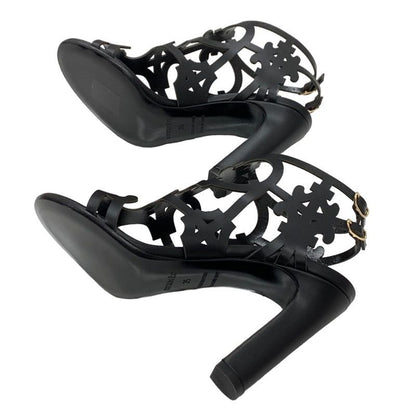 Unused Hermes Sandals Guadalquivir Pattern Leather Black