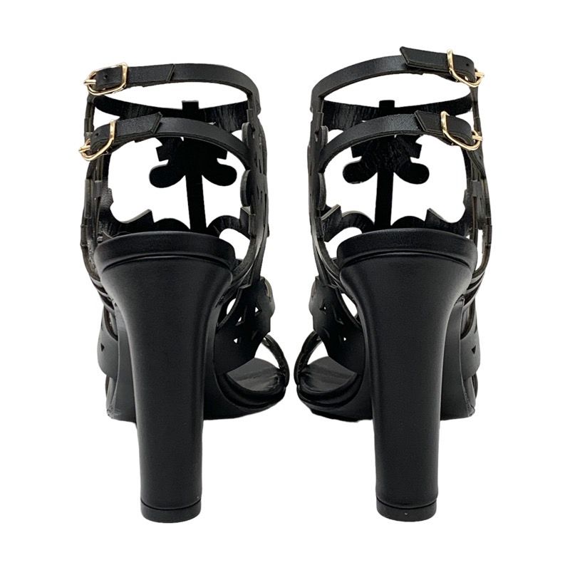 Unused Hermes Sandals Guadalquivir Pattern Leather Black