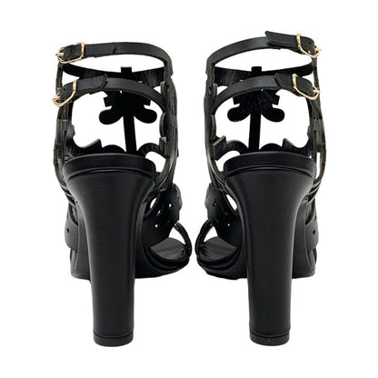 Unused Hermes Sandals Guadalquivir Pattern Leather Black