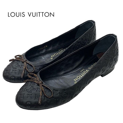 Louis Vuitton Nina Line Monogram Flat Shoes Ballet Shoes Ribbon Leather Black