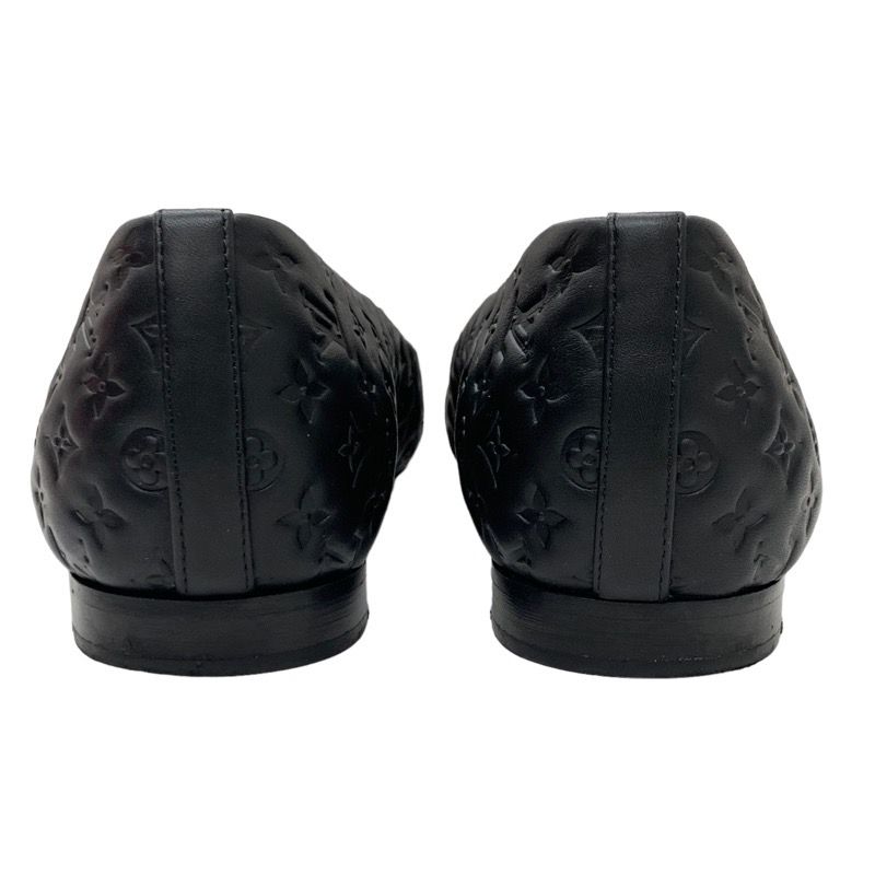 Louis Vuitton Nina Line Monogram Flat Shoes Ballet Shoes Ribbon Leather Black