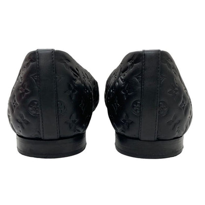 Louis Vuitton Nina Line Monogram Flat Shoes Ballet Shoes Ribbon Leather Black