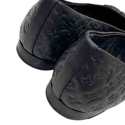 Louis Vuitton Nina Line Monogram Flat Shoes Ballet Shoes Ribbon Leather Black