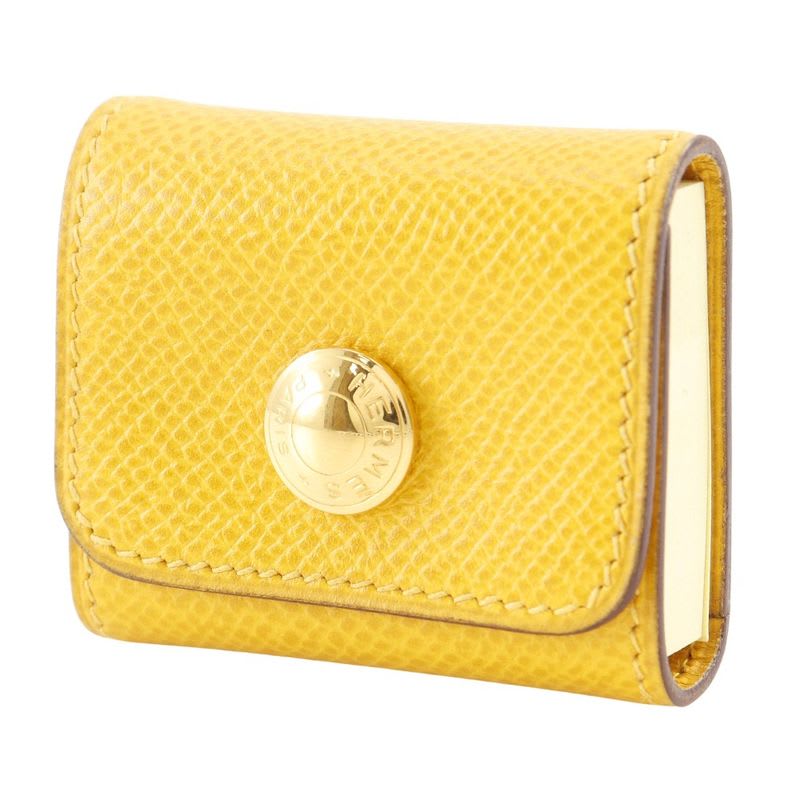 Hermes Post-it Case Sticky Note Leather Yellow