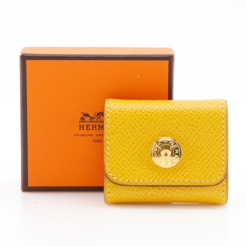Hermes Post-it Case Sticky Note Leather Yellow