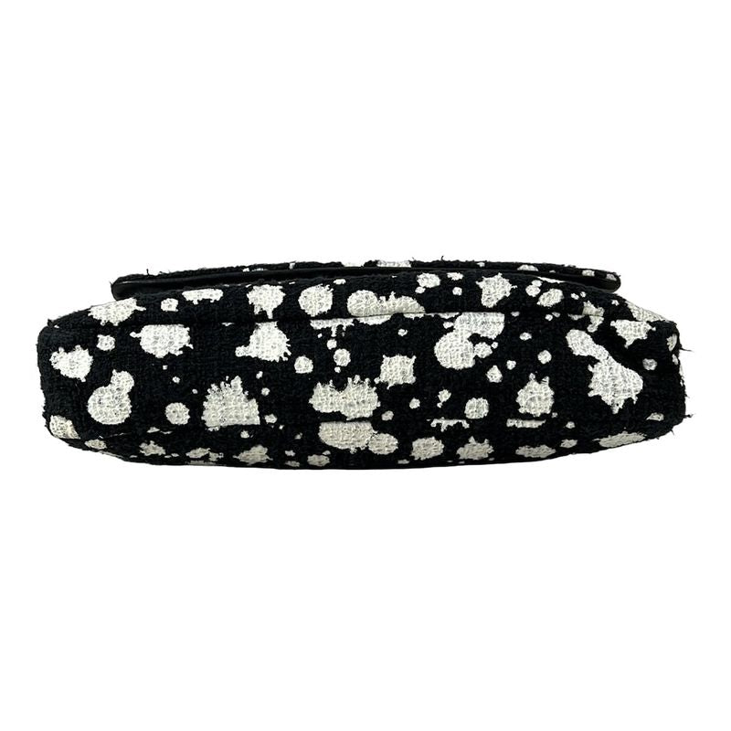 Chanel Shoulder Bag Cocoboy Black X White Paint Chain Shoulder Silver Hardware