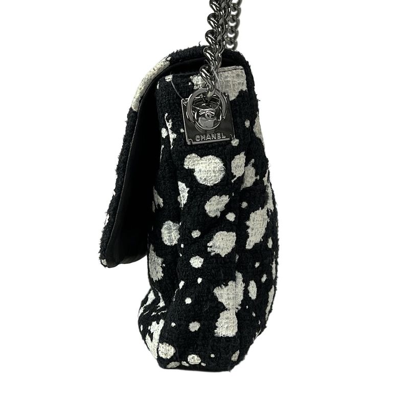 Chanel Shoulder Bag Cocoboy Black X White Paint Chain Shoulder Silver Hardware