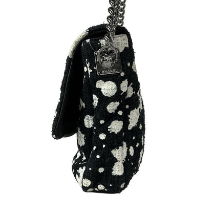 Chanel Shoulder Bag Cocoboy Black X White Paint Chain Shoulder Silver Hardware