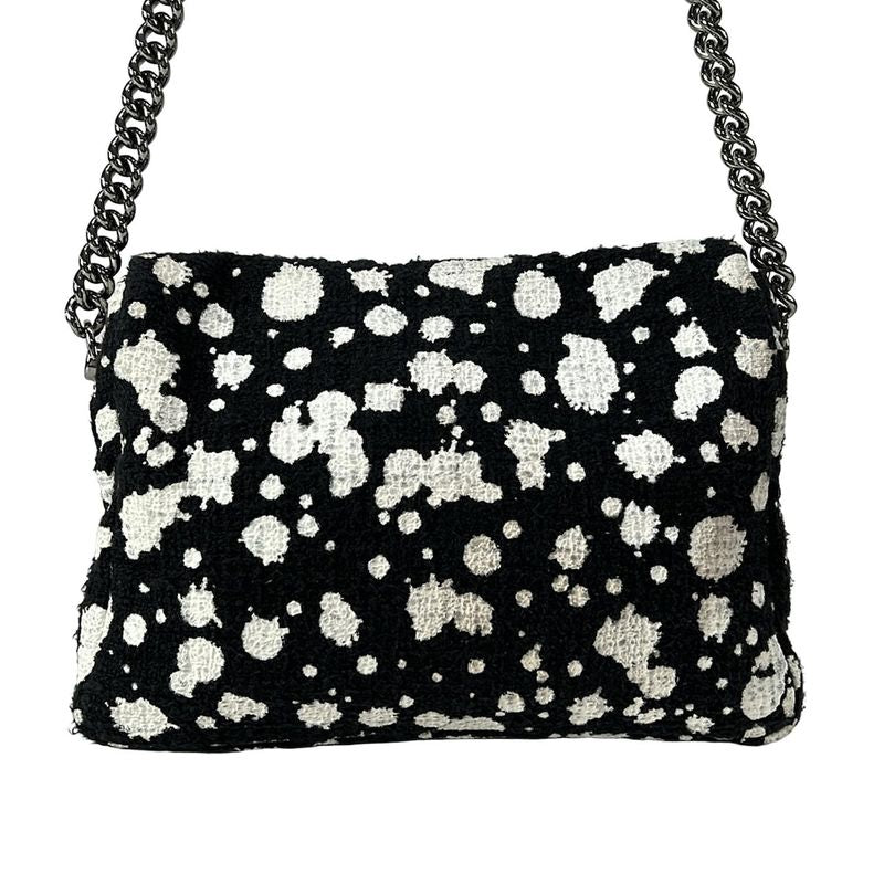 Chanel Shoulder Bag Cocoboy Black X White Paint Chain Shoulder Silver Hardware