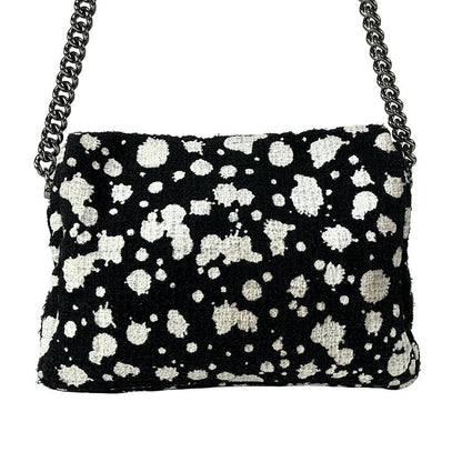 Chanel Shoulder Bag Cocoboy Black X White Paint Chain Shoulder Silver Hardware