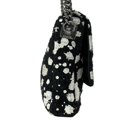 Chanel Shoulder Bag Cocoboy Black X White Paint Chain Shoulder Silver Hardware