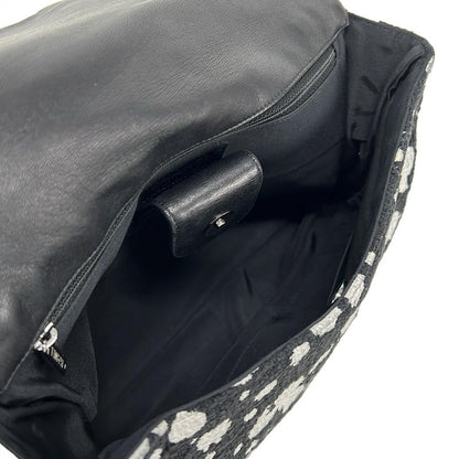 Chanel Shoulder Bag Cocoboy Black X White Paint Chain Shoulder Silver Hardware