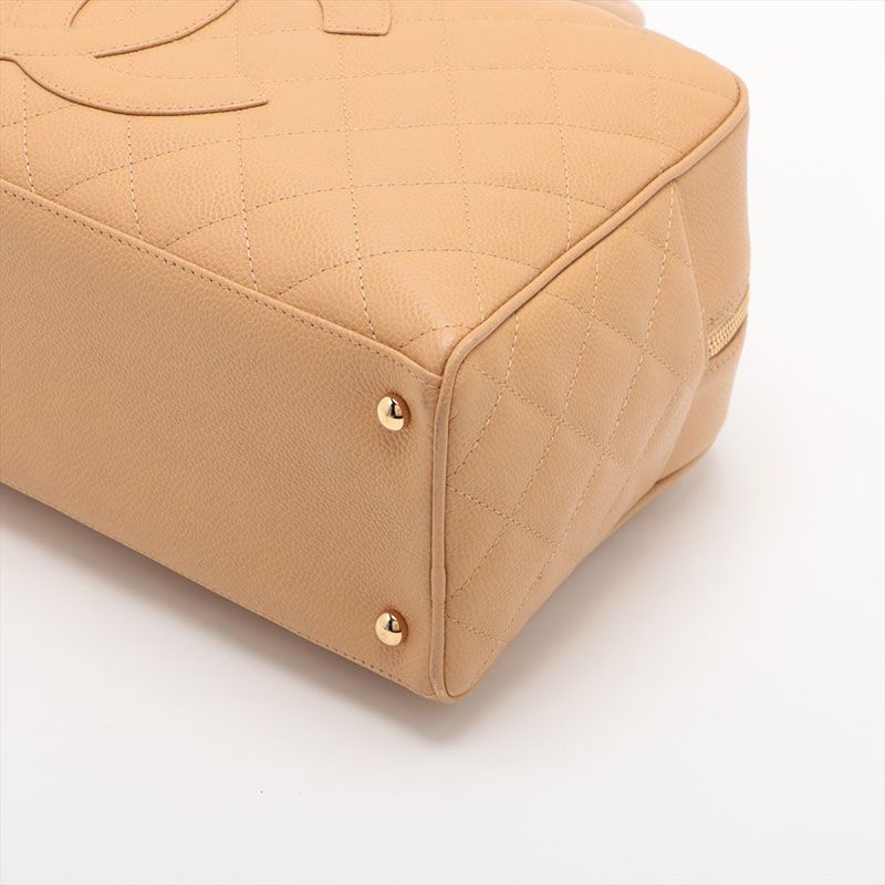Chanel Handbag Caviar Leather Quilted Bowling Big CC Logo