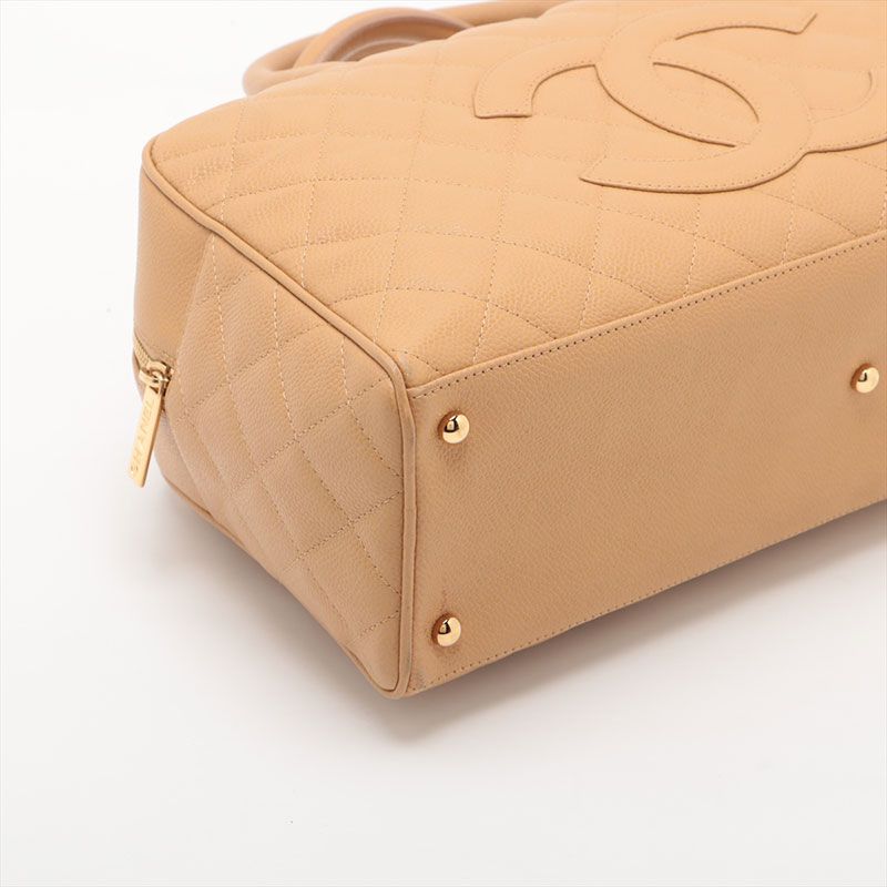 Chanel Handbag Caviar Leather Quilted Bowling Big CC Logo