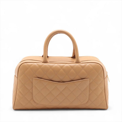 Chanel Handbag Caviar Leather Quilted Bowling Big CC Logo
