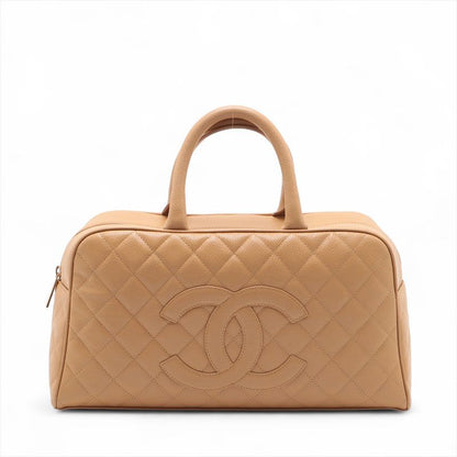 Chanel Handbag Caviar Leather Quilted Bowling Big CC Logo