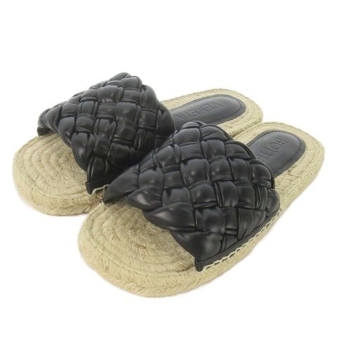 Bottega Veneta Jack Flat Sandal Leather 36 Black Espadrilles Intrecciato Ao3 •