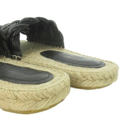 Bottega Veneta Jack Flat Sandal Leather 36 Black Espadrilles Intrecciato Ao3 •