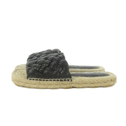 Bottega Veneta Jack Flat Sandal Leather 36 Black Espadrilles Intrecciato Ao3 •