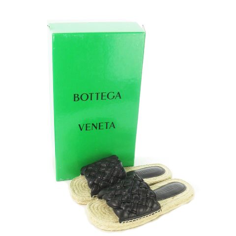 Bottega Veneta Jack Flat Sandal Leather 36 Black Espadrilles Intrecciato Ao3 •