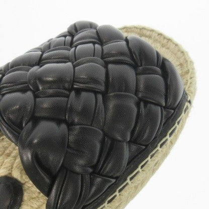 Bottega Veneta Jack Flat Sandal Leather 36 Black Espadrilles Intrecciato Ao3 •