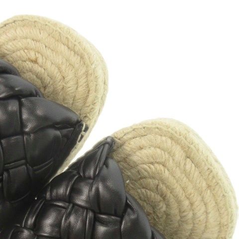 Bottega Veneta Jack Flat Sandal Leather 36 Black Espadrilles Intrecciato Ao3 •