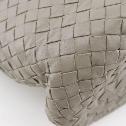 Bottega Veneta Bucket Shape Intrecciato Lambskin Gray Women's Shoulder Bag