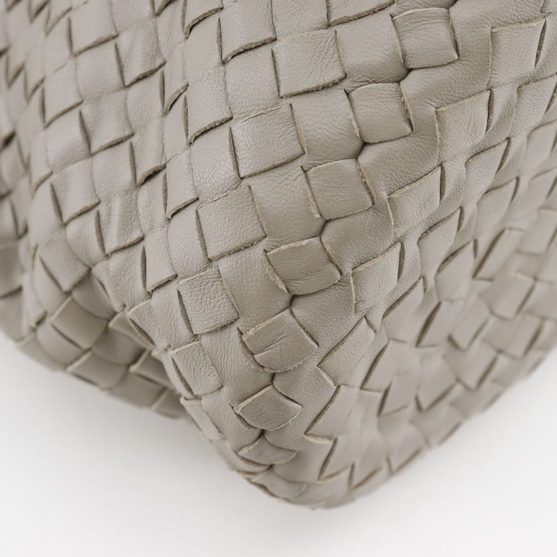 Bottega Veneta Bucket Shape Intrecciato Lambskin Gray Women's Shoulder Bag